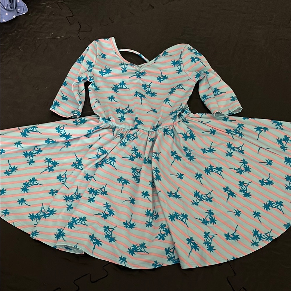 Dot Dot Smile Cream Asymmetrical Sundress 3/4 Sleeve